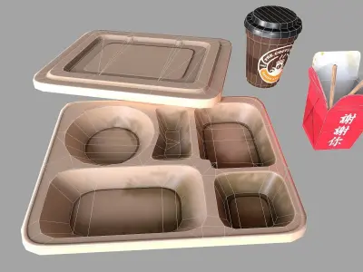 fast food containers  Low-poly 3D model