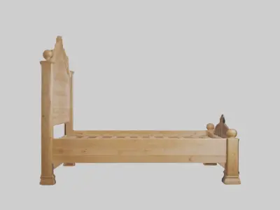 Wooden bed frame Low-poly 3D model