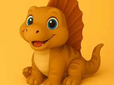 Cute Baby Dimetrodon STL 3D Printable Figurine 3D print model