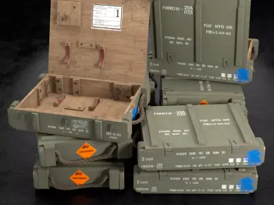 Wooden ammo box Low-poly 3D model buy