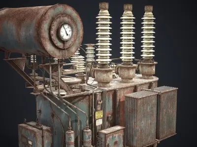 Old Rusty Transformer Low-poly 3D model purchase