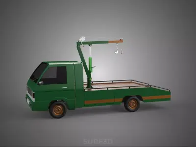 MILITARY ARMY FLATBED LIFTING CRANE HOOK TACTICAL RECOVERY TRUCK 3D model