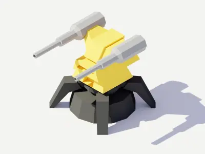 Low Poly Turret Weapons Low-poly 3D model