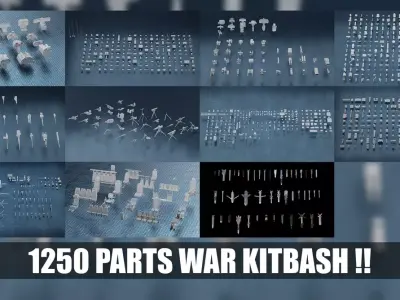 1250 PART WAR KITBASH Free 3D model