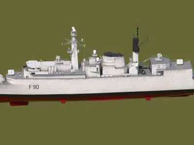 HMS type 22 frigate F90 brilliant Low-poly 3D model