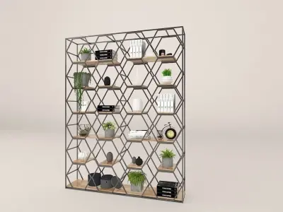 Book Shelf with Decoration Free 3D model