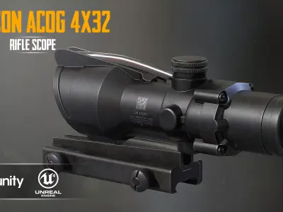 TRIJICON ACOG 4x32 RIFLE SCOPE LOW POLY Low-poly 3D model