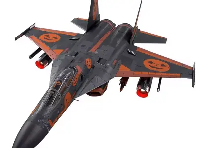 Halloween Air Force Fighter 3D Model Spooky Dominance Low-poly 3D model