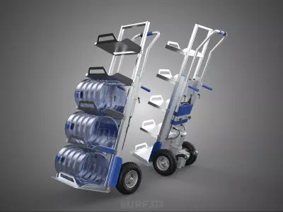 MOTORIZED HAND TRUCK ROLLING GALLON MINERAL WATER HOLDER BARROW 3D model