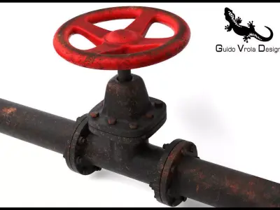 Aged Industrial Pipe Valve  3D model