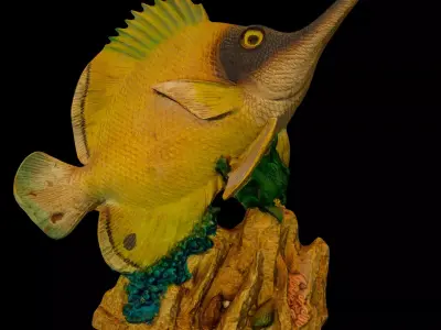 A figurine of a sea fish Low-poly 3D model