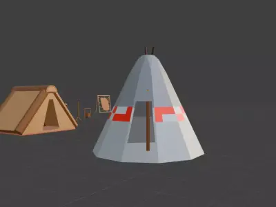 Old Village Low Poly Game Ready Asset Pack Low-poly 3D model