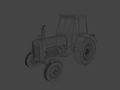 90s Generic European Light Tractor Low-poly 3D model