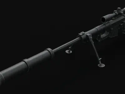 Game ready - M200 Rifle CheyTac Intervention Low-poly 3D model