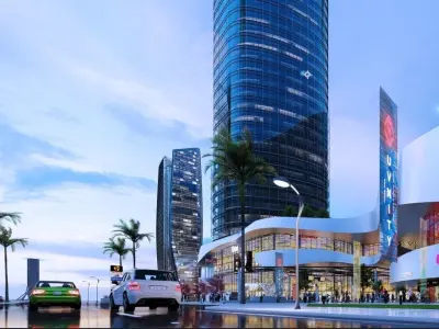 Commercial street building Shopping center Business buildings 3D model