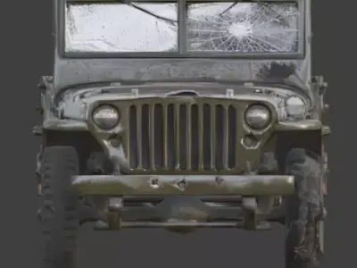 Destroyed Military Jeep 4x4  Model Low-poly 3D model