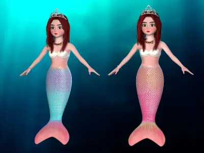 mermaid Character Low-poly 3D model