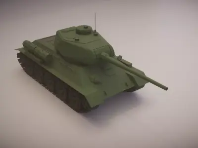 Simple T-34-85 Tank Low-poly 3D model