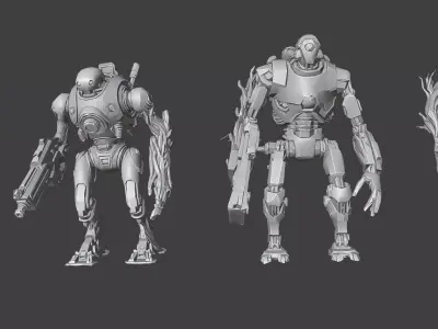 Cyberpunk Infected Mechs LowPoly Low-poly 3D model