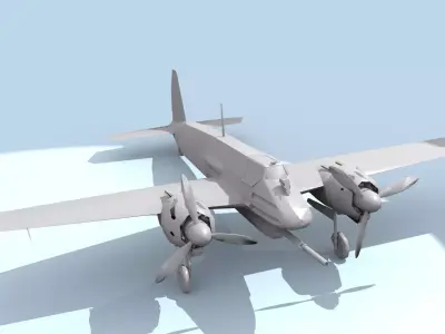 Aircraft airplane with propellers Low-poly 3D model