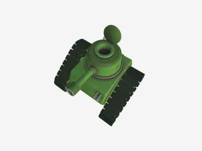 War Tank Cartoon A11 Green Dirt - Military Vehicle Low-poly 3D model