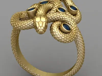 Antique Snake Diamond Ring 3D print model