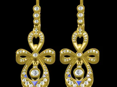 Antique Art Deco Style Earring 4 3D print model