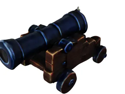Stylized Pirate Cannon Free low-poly 3D model
