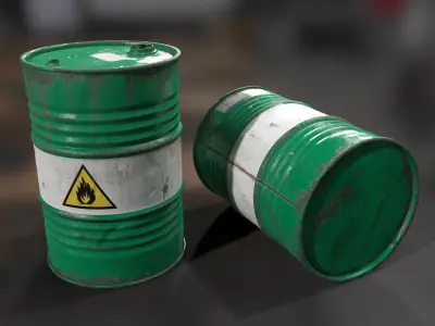 Oil Drum Low-poly 3D model 2