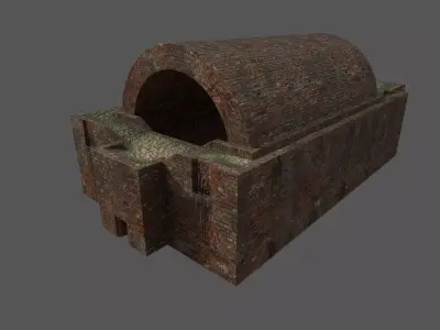 Old Brick Building Low-poly 3D model