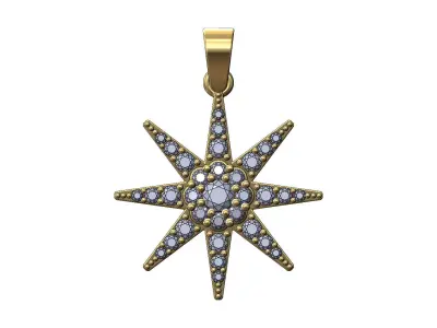 Diamond 8 point star cluster pendant and charm 3D print model