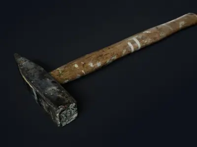 Small old hammer Low-poly 3D model