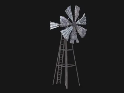 POST APO IMPROVISED WINDMILL WIND TURBINE GENERATOR SURVIVAL Low-poly 3D model