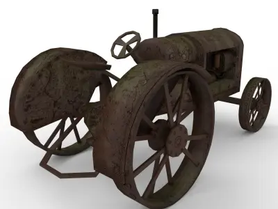 Low Poly tractor old Low-poly 3D model