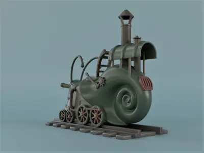 Steampunk snail locomotive 3D print model