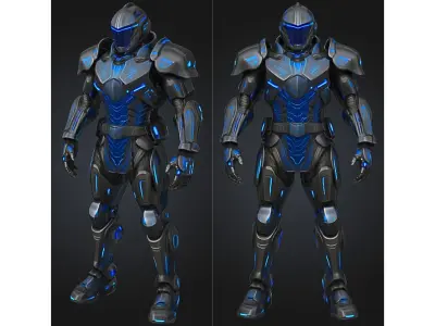 Futuristic Sci-Fi Soldier Character Armored Low-poly 3D model