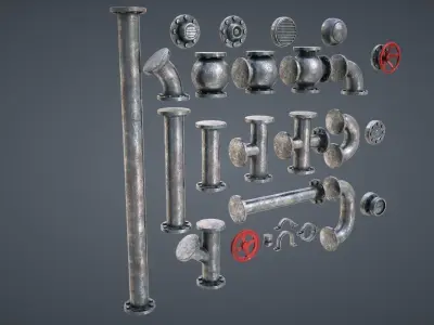 Modular Pipes Low-poly 3D model by Adrian-Kulawik - Low-poly
