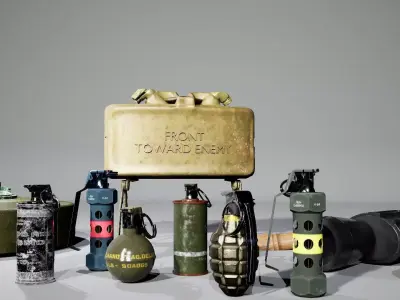 Grenades and equipments Low-poly 3D model
