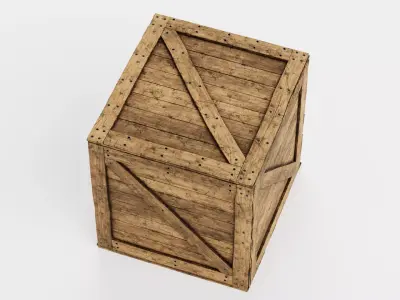 Wooden Crate V3 - Weathered Storage Box 3D model