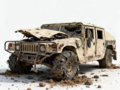 Destroyed Light Tactical Vehicle 3D Model Low-poly 3D model