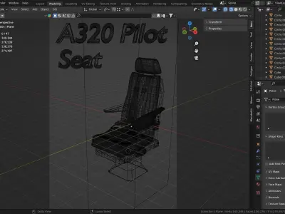 A320 pilot seat Low-poly 3D model