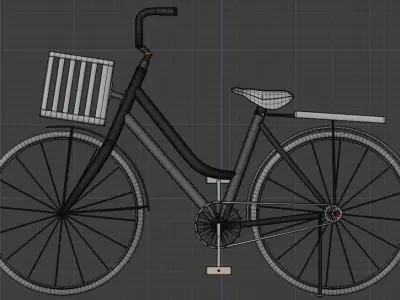 Women Cruiser Bike with Basket 3D Character Bicycle 3D low poly Low-poly 3D model