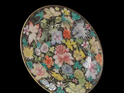 Chinese Guangxu Millefleur Plate Low-poly 3D model