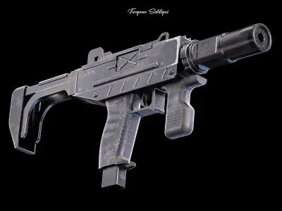 UZI PBR Gun Low-poly 3D model
