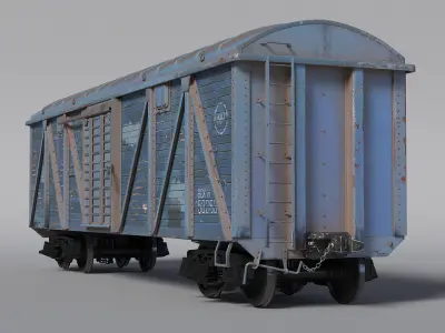 Cargo Wagon Blue 3D model