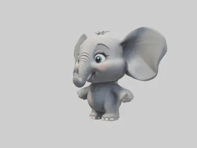 Cartoon Elephant 1 Low-poly 3D model