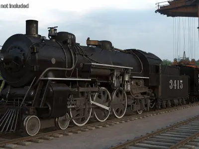 Steam Engine with Covered Hopper Cars  purchase 3D model
