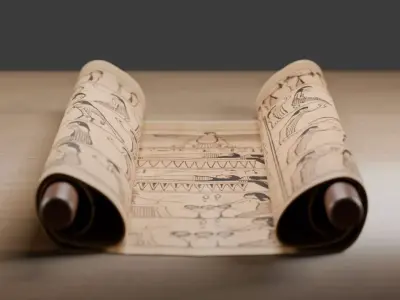Ancient Egyptian Papyrus Scroll Low-poly 3D model