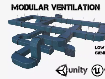 Modular ventilation Low-poly 3D model 2