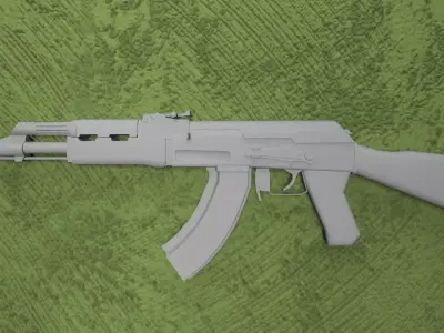 AK-47 rifle Low-poly 3D model